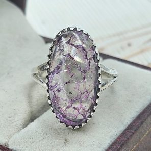 Cracked Crystal Quartz Size US 7 925 Sterling Silver Ring (REXT55-136)
