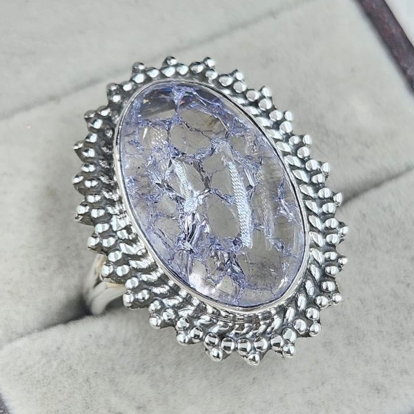 Cracked Crystal Quartz Size US 10 925 Sterling Silver Ring (REXT55-159) - Image 2