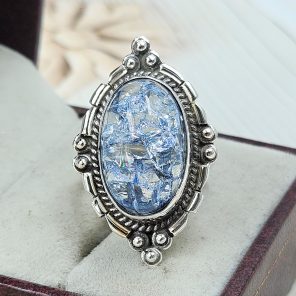 Cracked Crystal Quartz Size US 8 925 Sterling Silver Ring (REXT55-150)