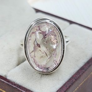 Cracked Crystal Quartz Size US 8 925 Sterling Silver Ring (REXT55-151)