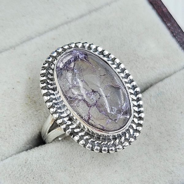 Cracked Crystal Quartz Size US 7 925 Sterling Silver Ring (REXT55-138)