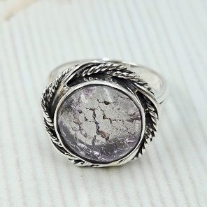 Cracked Crystal Quartz Size US 8 925 Sterling Silver Ring (REXT55-152)