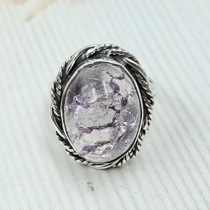 Cracked Crystal Quartz Size US 7 925 Sterling Silver Ring (REXT55-139)