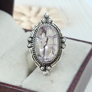 Cracked Crystal Quartz Size US 7 925 Sterling Silver Ring (REXT55-140)