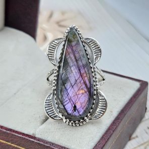 Purple Labradorite Size US 10 925 Sterling Silver Ring (RS108-357)