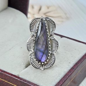 Purple Labradorite Size US 6 925 Sterling Silver Ring (RS108-349)