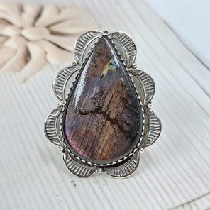 Purple Labradorite Size US 10 925 Sterling Silver Ring (RS108-361)