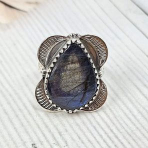 Purple Labradorite Size US 6 925 Sterling Silver Ring (RS108-347)