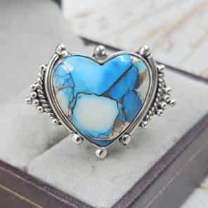 Ice Blue Dahlia Turquoise Size US 9 925 Sterling Silver Ring (RS107-76)