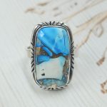 Ice Blue Dahlia Turquoise Size US 8 925 Sterling Silver Ring (RS107-68)