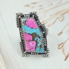Cotton Candy Turquoise Size US 9 925 Sterling Silver Ring (REXT69-64)