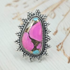 Cotton Candy Turquoise Size US 6 925 Sterling Silver Ring (REXT69-56)