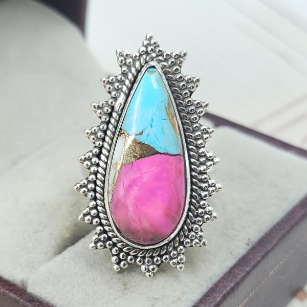 Cotton Candy Turquoise Size US 7 925 Sterling Silver Ring (REXT69-59)