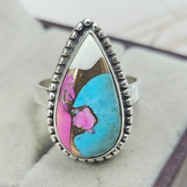 Cotton Candy Turquoise Size US 7 925 Sterling Silver Ring (REXT69-60)
