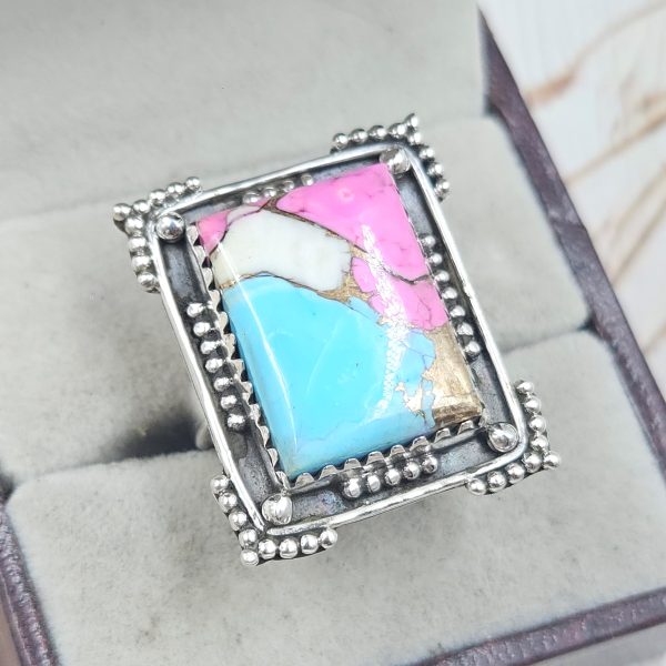 Cotton Candy Turquoise Size US 7 925 Sterling Silver Ring (REXT69-58) - Image 2