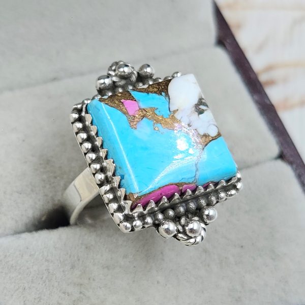 Cotton Candy Turquoise Size US 8 925 Sterling Silver Ring (REXT69-77) - Image 2