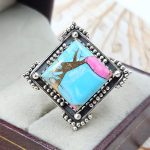Cotton Candy Turquoise Size US 8 925 Sterling Silver Ring (REXT69-79)