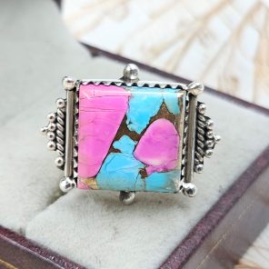 Cotton Candy Turquoise Size US 9 925 Sterling Silver Ring (REXT69-86)