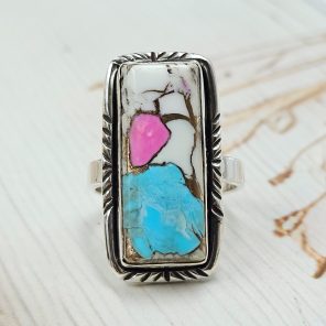 Cotton Candy Turquoise Size US 8 925 Sterling Silver Ring (REXT69-81)