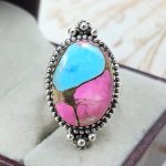 Cotton Candy Turquoise Size US 8 925 Sterling Silver Ring (REXT69-82)