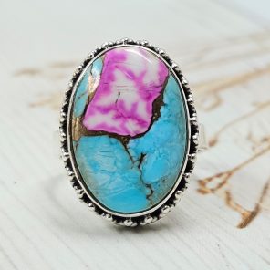 Cotton Candy Turquoise Size US 7 925 Sterling Silver Ring (REXT69-71)