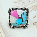 Cotton Candy Turquoise Size US 8 925 Sterling Silver Ring (REXT69-85)