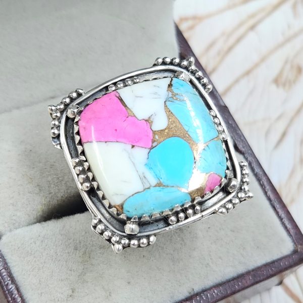 Cotton Candy Turquoise Size US 8 925 Sterling Silver Ring (REXT69-85) - Image 2