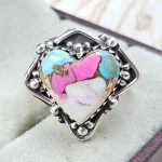 Cotton Candy Turquoise Size US 7 925 Sterling Silver Ring (REXT69-73)