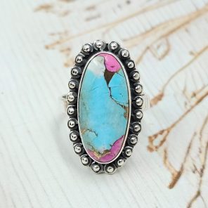 Cotton Candy Turquoise Size US 7 925 Sterling Silver Ring (REXT69-74)