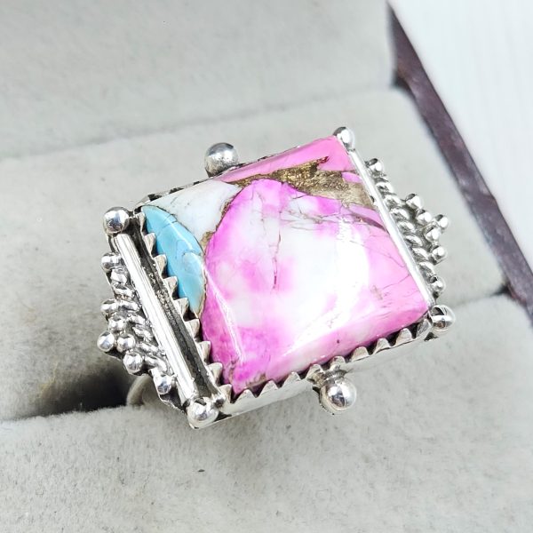 Cotton Candy Turquoise Size US 7 925 Sterling Silver Ring (REXT69-76) - Image 2