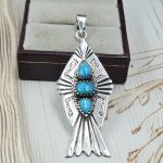 Fish Kingman Turquoise 1.6" 925 Sterling Silver Pendant (REXT65-32)