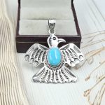 American Eagle Kingman Turquoise 1.5" 925 Sterling Silver Pendant (REXT65-42)