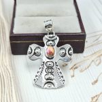 Cross Pink Dahlia Turquoise 1.25" 925 Sterling Silver Pendant (REXT65-46)