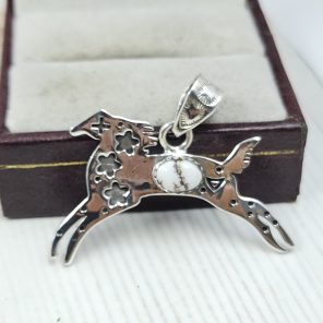 Deer Wild Horse Jasper 1.25" 925 Sterling Silver Pendant (REXT65-44)