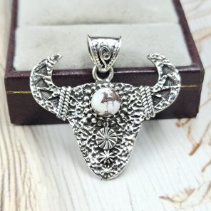 Bull Wild Horse Japer 1.25" 925 Sterling Silver Pendant (REXT65-23)