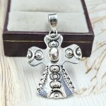 Cross Wild Horse Jasper 1.25" 925 Sterling Silver Pendant (REXT65-45)