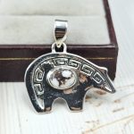 Bear Wild Horse Jasper 1.25" 925 Sterling Silver Pendant (REXT65-30)