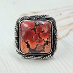 Lava Wild Horse Jasper  Size US 9 925 Sterling Silver Ring (REXT69-96)
