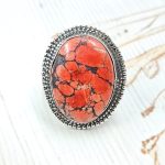 Lava Wild Horse Jasper  Size US 10 925 Sterling Silver Ring (REXT69-104)