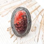Lava Wild Horse Jasper  Size US 9 925 Sterling Silver Ring (REXT69-101)