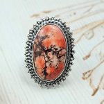 Lava Wild Horse Jasper  Size US 10 925 Sterling Silver Ring (REXT69-106)