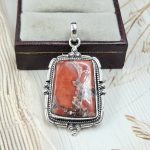Lava Wild Horse Jasper 2" 925 Sterling Silver Pendant (REXT69-109)
