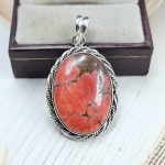 Lava Wild Horse Jasper 1.75" 925 Sterling Silver Pendant (REXT69-115)