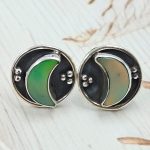 Aurora Opal Crescent Moon 925 Sterling Silver Stud Earring (RS108-340)