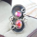 Pink Dahlia Turquoise 925 Sterling Silver Ring (REXT63-15)