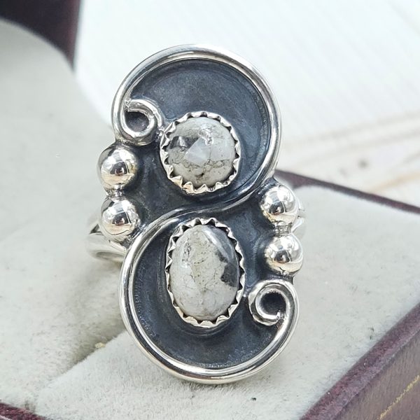 White Buffalo Turquoise 925 Sterling Silver Ring (REXT63-16)