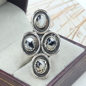 White Buffalo Turquoise 925 Sterling Silver Ring (REXT22-65)