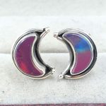 Aurora Opal Crescent Moon 925 Sterling Silver Stud Earring (RS108-311)