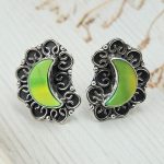 Aurora Opal Crescent Moon 925 Sterling Silver Stud Earring (RS108-315)