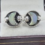 Aurora Opal Crescent Moon 925 Sterling Silver Stud Earring (RS108-327)